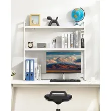 VEVOR Desktop Bookshelf, 2-Tier Desktop Storage Organizer, 37.4" x 12.6" x 35.4" Office Desk Storage Rack Display Shelf, Desktop Bookshelf Hutch with Anti-Slip Feet Pads for Office, Home & Dorm, White