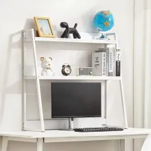 VEVOR Desktop Bookshelf, 2-Tier Desktop Storage Organizer, 37.4" x 12.6" x 35.4" Office Desk Storage Rack Display Shelf, Desktop Bookshelf Hutch with Anti-Slip Feet Pads for Office, Home & Dorm, White