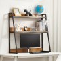 VEVOR Desktop Bookshelf, 2-Tier Desktop Storage Organizer, 37.4" x 12.6" x 35.4" Office Storage Rack Wood Color Display Shelf, Desktop Bookshelf Hutch with Anti-Slip Feet Pads, for Office, Home & Dorm