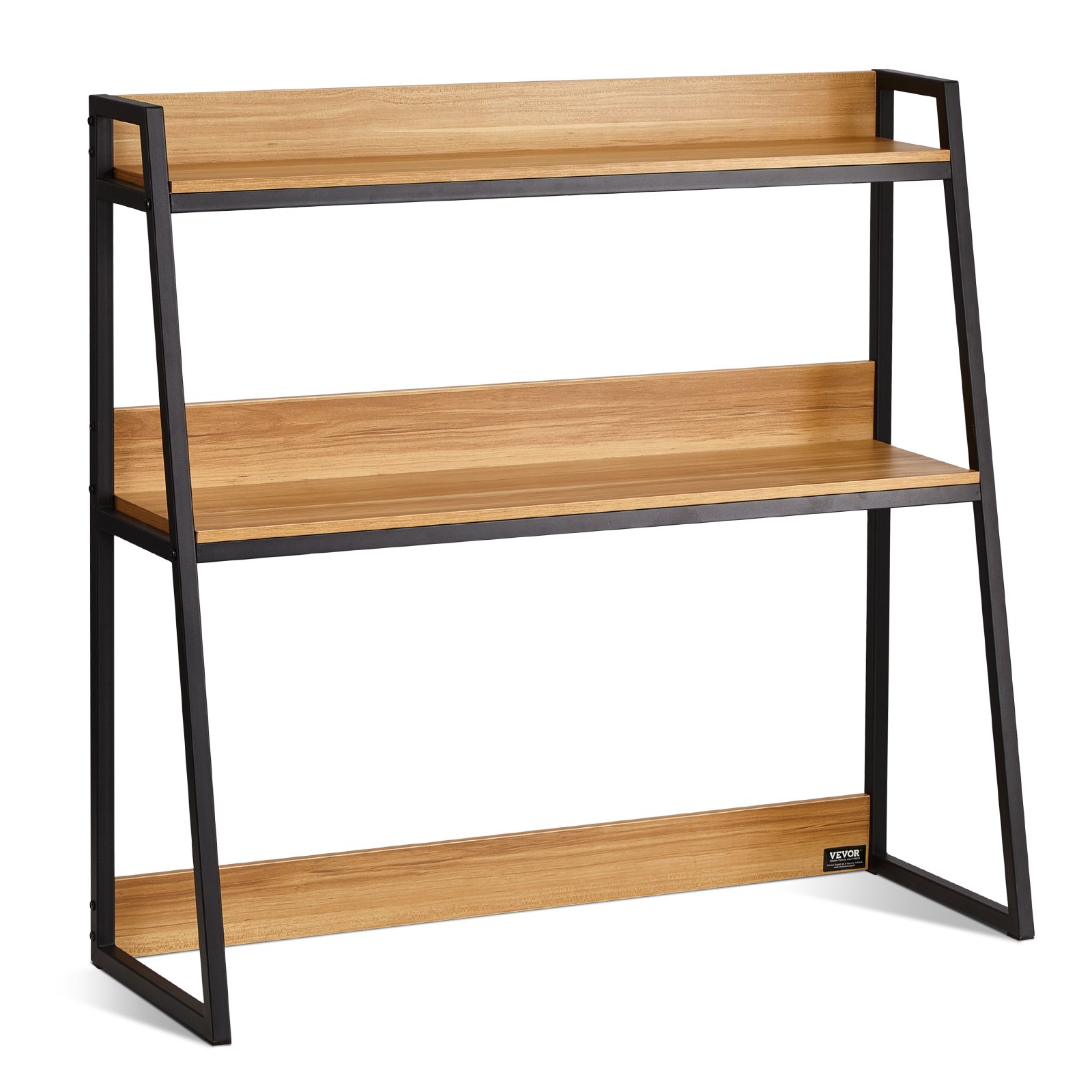 VEVOR Desktop Bookshelf, 2-Tier Desktop Storage Organizer, 95 x 32 x 90 cm Office Storage Rack Wood Color Display Shelf, Desktop Bookshelf Hutch with Anti-Slip Feet Pads, for Office, Home and Dorm