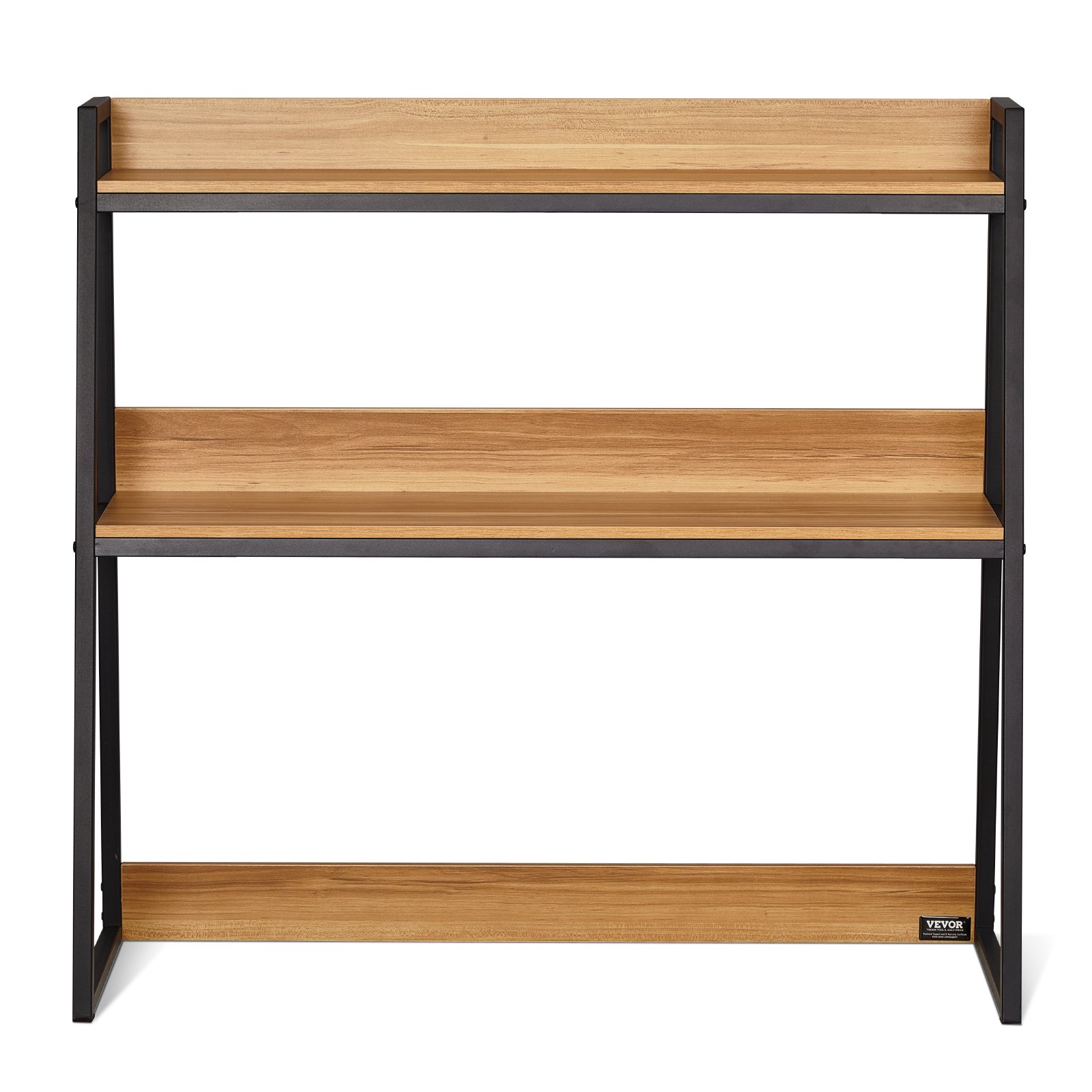 VEVOR Desktop Bookshelf, 2-Tier Desktop Storage Organizer, 95 x 32 x 90 cm Office Storage Rack Wood Color Display Shelf, Desktop Bookshelf Hutch with Anti-Slip Feet Pads, for Office, Home and Dorm