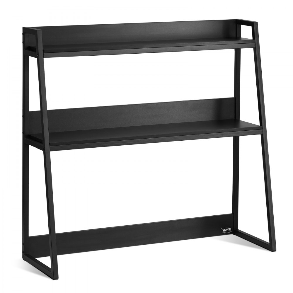 VEVOR Desktop Bookshelf, 2-Tier Desktop Storage Organizer, 37.4" x 12.6" x 35.4" Office Desk Storage Rack Display Shelf, Desktop Bookshelf Hutch with Anti-Slip Feet Pads, for Office, Home & Dorm, Black