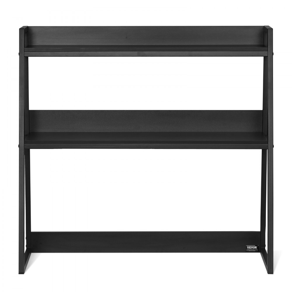 VEVOR Desktop Bookshelf, 2-Tier Desktop Storage Organizer, 37.4" x 12.6" x 35.4" Office Desk Storage Rack Display Shelf, Desktop Bookshelf Hutch with Anti-Slip Feet Pads, for Office, Home & Dorm, Black