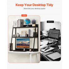 Desktop Bookshelf Desktop Storage Organizer 2-Tier for Office & Home Black