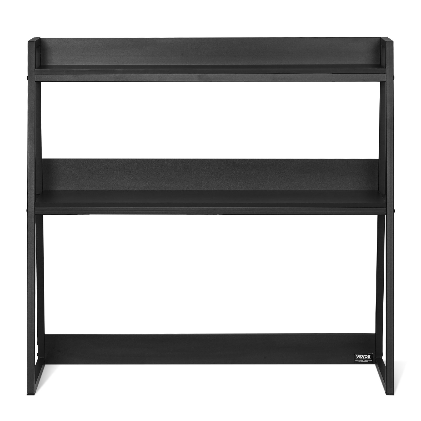 VEVOR Desktop Bookshelf, 2-Tier Desktop Storage Organizer, 37.4" x 12.6" x 35.4" Office Desk Storage Rack Display Shelf, Desktop Bookshelf Hutch with Anti-Slip Feet Pads, for Office, Home & Dorm, Black