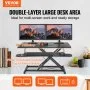 VEVOR Standing Desk Converter, Two-Tier Stand up Desk Riser, 36 inch Large Rectangular Sit to Stand Desk Converter, 5.5-20.1 inch Adjustable Height, for Monitor, Keyboard & Accessories in Home Office