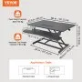 VEVOR Standing Desk Converter, Two-Tier Stand up Desk Riser, 36 inch Large Rectangular Sit to Stand Desk Converter, 5.5-20.1 inch Adjustable Height, for Monitor, Keyboard & Accessories in Home Office