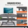 VEVOR Standing Desk Converter, Two-Tier Stand up Desk Riser, 36 inch Large Sit to Stand Desk Converter, 5.5-20.1 inch Adjustable Height, for Monitor, Keyboard & Accessories Used in Home Office