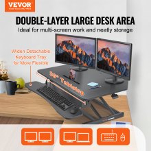 Convertor de birou în picioare VEVOR, înălțime de birou în picioare pe două niveluri, convertitor de birou mare de 36 inchi, înălțime reglabilă de 5,5-20,1 inci, pentru monitor, tastatură și accesorii utilizate la biroul acasă