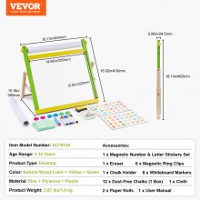 VEVOR 3-in-1 Tabletop Kids Art Easel Double-Sided Magnetic Whiteboard Chalkboard