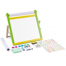 Christmas Gift! VEVOR 3-in-1 Tabletop Kids Art Easel Double-Sided Magnetic Whiteboard Chalkboard