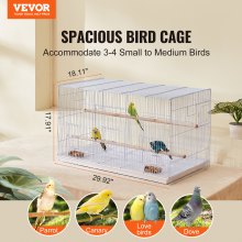 Cage de vol pour oiseaux VEVOR 18 pouces Petite cage en métal pour perruches calopsittes Blanc