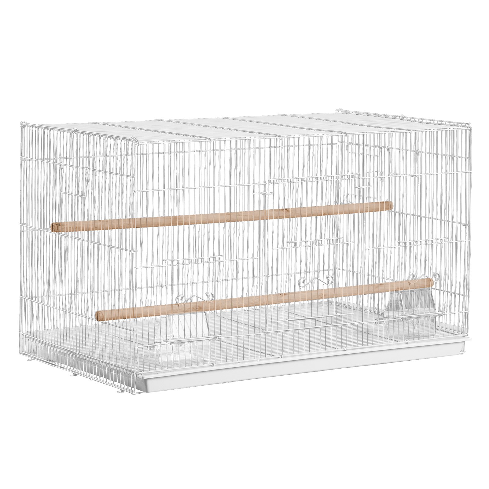 VEVOR Bird Cage, 18 in, Small Parakeet Cage, Sturdy Metal Bird Flight Cage, Travel Birdcage with 2 Perches & 2 Feeding Cups, Parrot Cage for Canaries Lovebirds Cockatiels Budgie Pet Toy, White