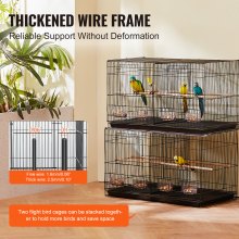 VEVOR Bird Flight Cage with Divider 18 in Small Metal Parakeet Cage Black