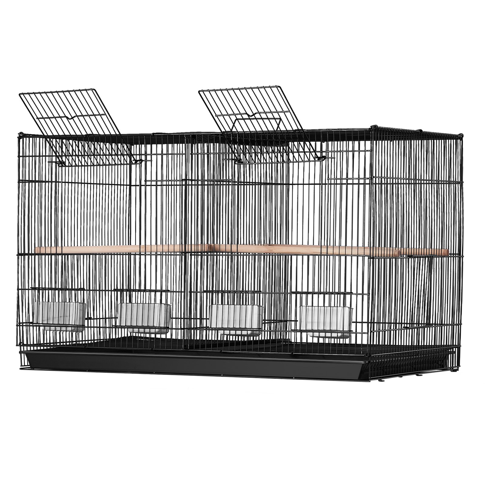 VEVOR Bird Cage, 18 in, Small Parakeet Cage with Divider, Sturdy Metal Bird Flight Cage, Travel Birdcage with 5 Perches & 4 Feeding Cups, Parrot Cage for Canaries Lovebirds Cockatiels Budgie, Black