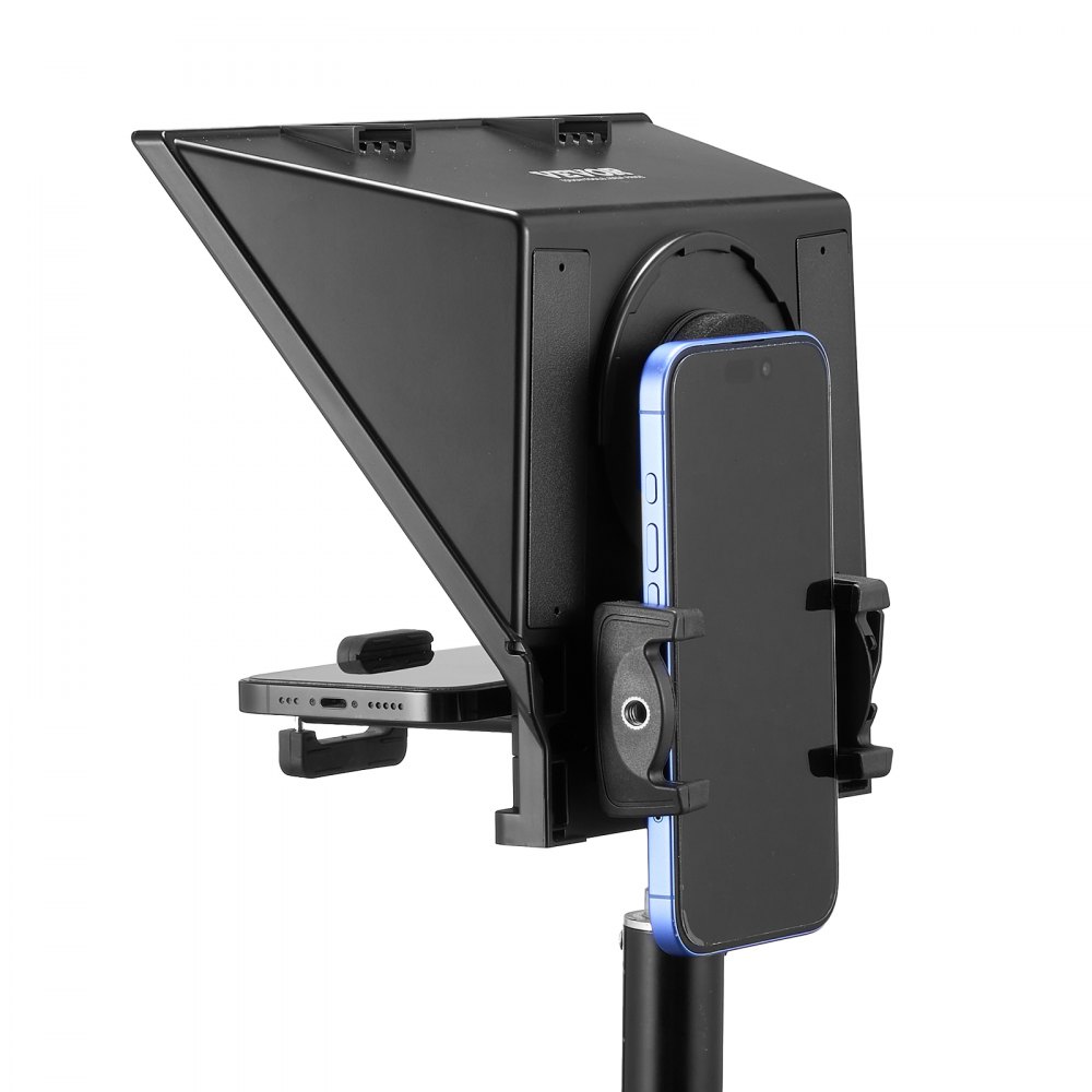 VEVOR Teleprompter, 8" Aluminum Alloy, Desktop Prompter with Adjustable Spectroscope, Remote Control, for YouTube, Twitch, Zoom, Supports DSLR/Webcam/Smartphone, for Video Recording/Live Streaming