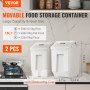 VEVOR Ingredient Storage Bin, 2 x 15L Dispenser Bin with 2 Measuring Cups, Attachable Casters and Airtight Lid, 2 Pcs/Set Dog Pet Food Storage Container, PP Material Kitchen Rice Cereal Flour Bin