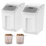 VEVOR Ingredient Storage Bin, 2 x 15L Dispenser Bin with 2 Measuring Cups, Attachable Casters and Airtight Lid, 2 Pcs/Set Dog Pet Food Storage Container, PP Material Kitchen Rice Cereal Flour Bin