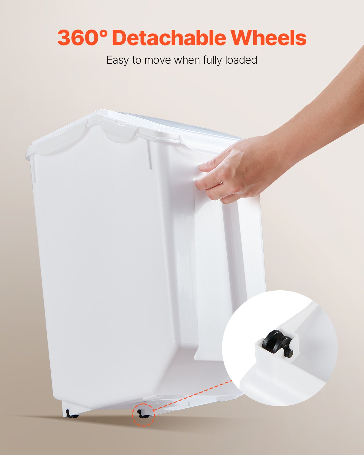 VEVOR Rice Storage Container, 4.5Gallon/20L x2 Capacity Large Dog Food Dispenser Bin, Kitchen Ingredient Grain Cereal Flour Bin, Pet food Containers with Wheels, 2 Measuring Cups, Airtight Lid, 2 Pack