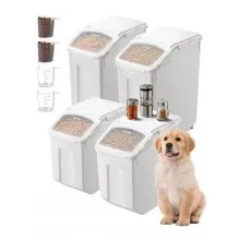VEVOR 15Lx2 + 20Lx2 Ingredient Storage Container Airtight Kitchen Flour Bin