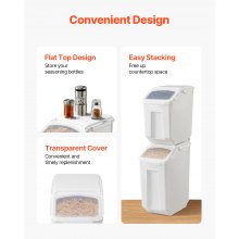 VEVOR 3.5Galx2 + 4.5Galx2 Ingredient Storage Container Airtight Kitchen Bin