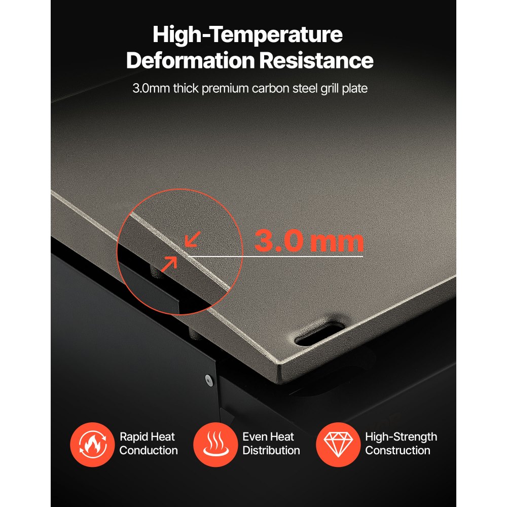 VEVOR Commercial Griddle, 16.9" Heavy Duty Manual Flat Top Griddle, Countertop Gas Grill with Non-Stick Cooking Plate, Steel Natural Gas Griddle, 2-Burners Restaurant Portable Grill -  22,000 BTU