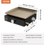VEVOR Commercial Griddle, 16.9" Heavy Duty Manual Flat Top Griddle, Countertop Gas Grill with Non-Stick Cooking Plate, Steel LPG Gas Griddle, 1-Burner Restaurant Portable Grill -  13,000 BTU