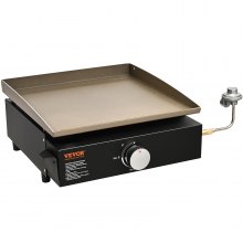 VEVOR Commercial Griddle, 16.9" Heavy Duty Manual Flat Top Griddle, Countertop Gas Grill with Non-Stick Cooking Plate, Steel LPG Gas Griddle, 1-Burner Restaurant Portable Grill -  22,000 BTU