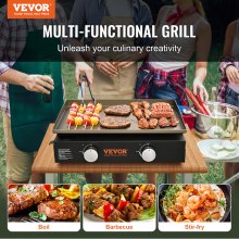 VEVOR Commercial Griddle, 22.4" Heavy Duty Manual Flat Top Griddle, Countertop Gas Grill with Non-Stick Cooking Plate, Steel LPG Gas Griddle, H-Shaped Burner Restaurant Portable Grill, 22,000 BTU