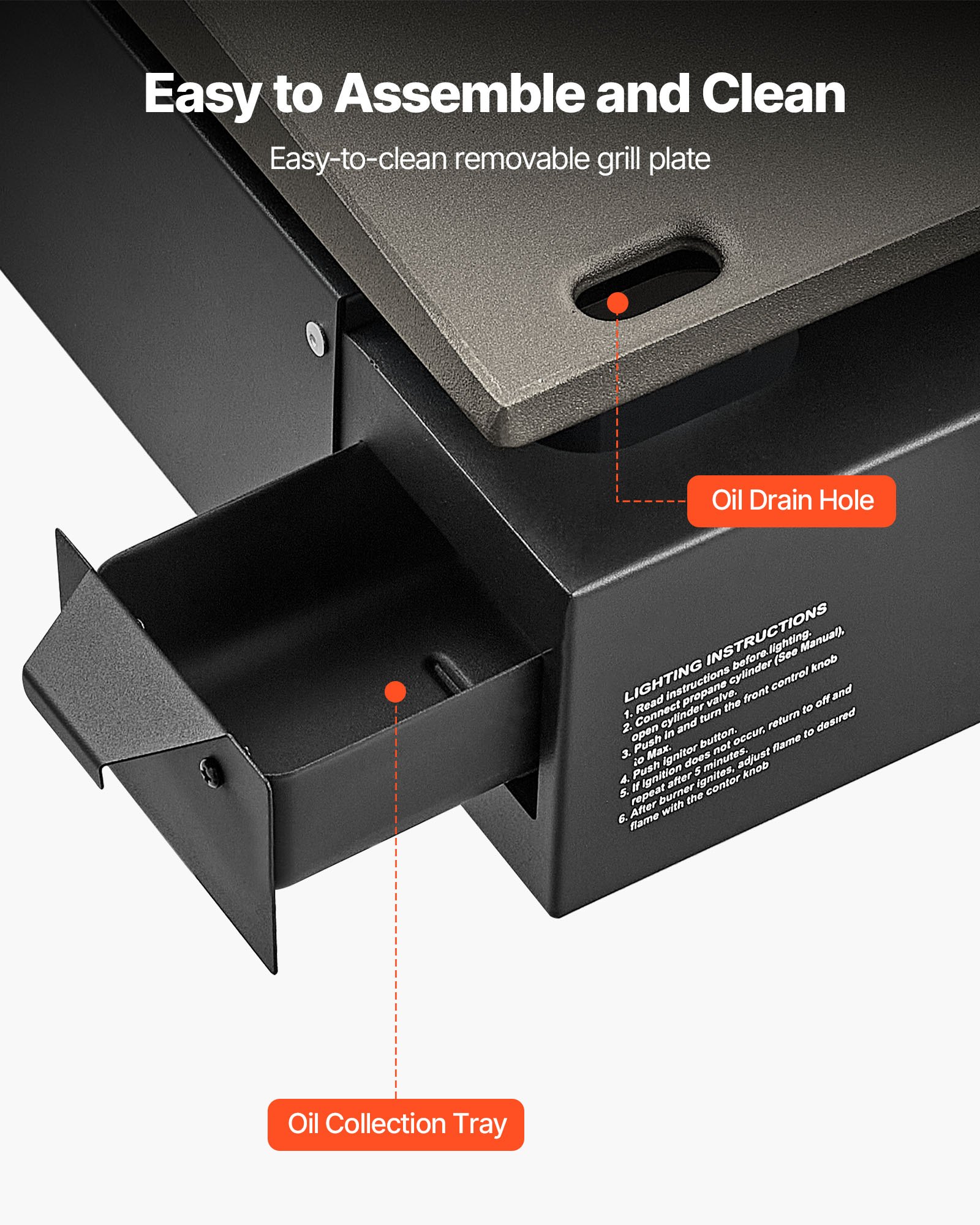 VEVOR Commercial Griddle, 22.4" Heavy Duty Manual Flat Top Griddle, Countertop Gas Grill with Non-Stick Cooking Plate, Steel Natural Gas Griddle, H-Shaped Burner Restaurant Portable Grill, 13,000 BTU