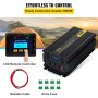 VEVOR power inverter 2000w with lcd remote control, cable, and extra fuses.