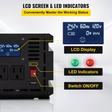 VEVOR Power Inverter Modified Sine Wave Inverter 2000W DC 12V to AC 120V w/LCD