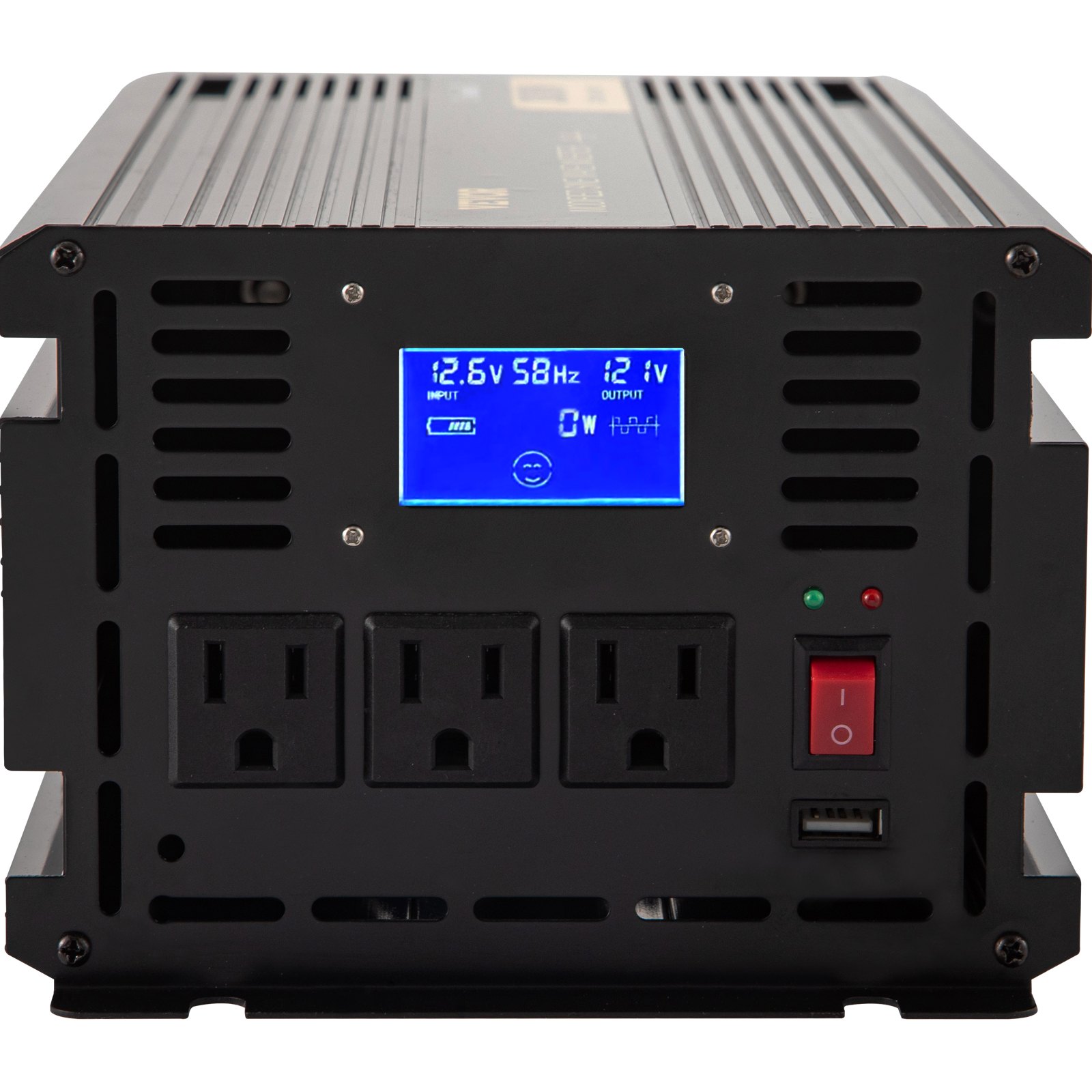 VEVOR Power Inverter, 2000W Modified Sine Wave Inverter, DC 12V to AC 120V Car Converter, with LCD Display, Remote Controller, LED Indicator, AC Outlets Inverter for Truck RV Car Boat Travel Camping