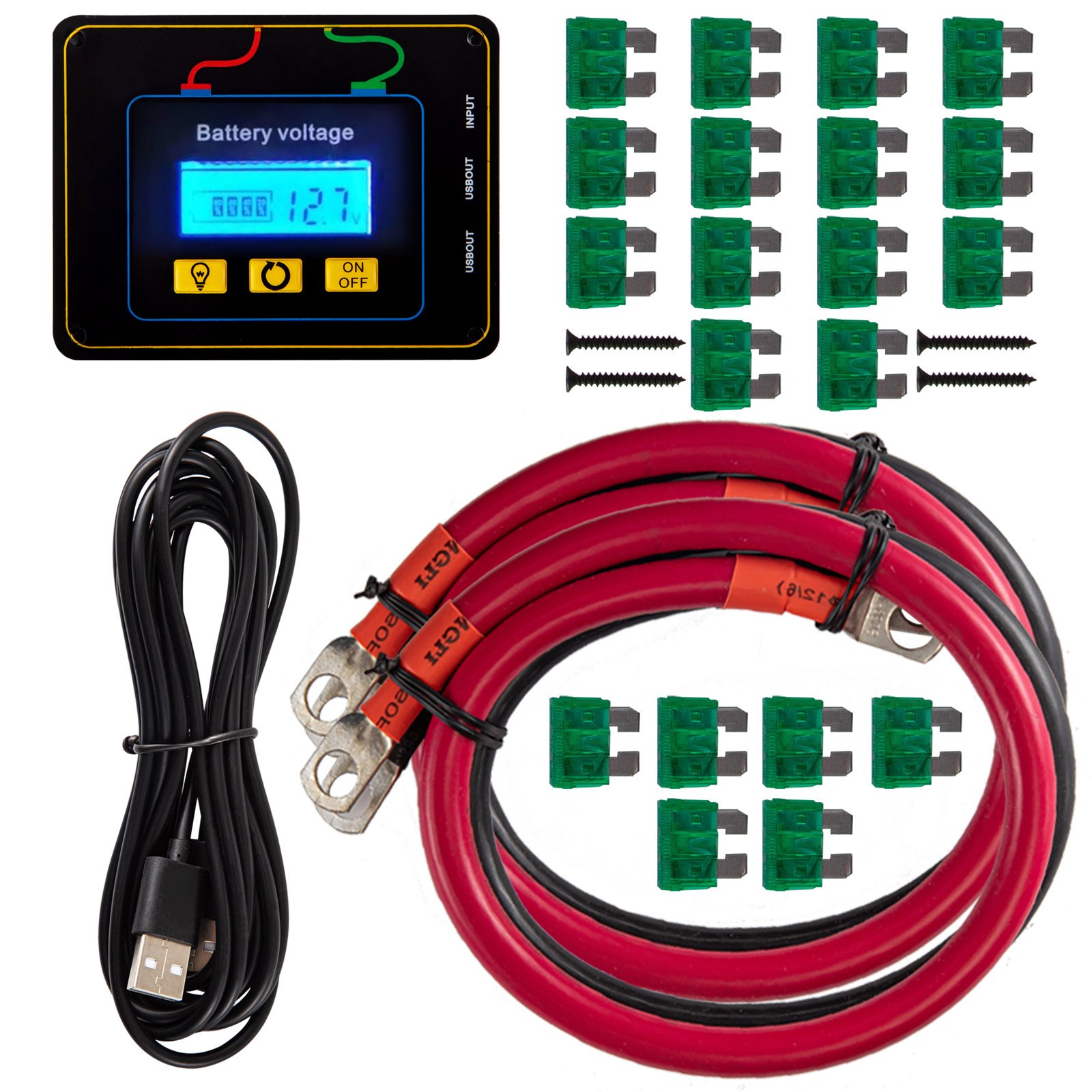 VEVOR Energy Converter, 5000W Modified Wave Transformer, 12V DC to 110V AC Vehicle Adapter, featuring LCD Screen, Remote Control, LED Light, and GFCI Sockets for RVs, Trucks, Boats, and Outdoor Adv