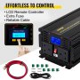 VEVOR Power Inverter 2000W Modified Sine Wave Inverter DC 12V to AC 240V Car Converter with LCD Display Remote Controller LED Indicators AC Outlets Power Inverter for Car RV Truck Boat Travel Camping