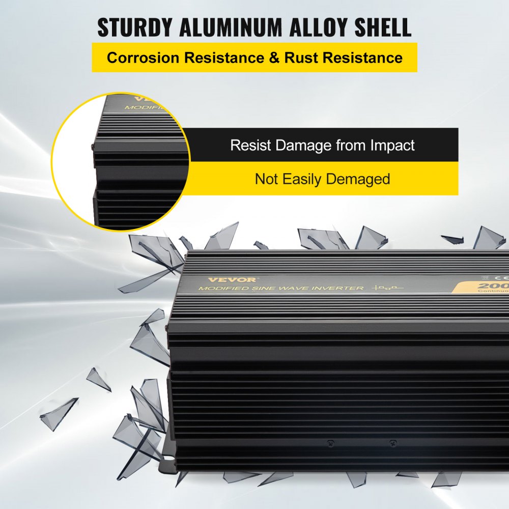 VEVOR Power Inverter 2000W Modified Sine Wave Inverter DC 12V to AC 240V Car Converter with LCD Display Remote Controller LED Indicators AC Outlets Power Inverter for Car RV Truck Boat Travel Camping