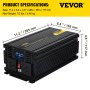 VEVOR Power Inverter 2000W Modified Sine Wave Inverter DC 12V to AC 240V Car Converter with LCD Display Remote Controller LED Indicators AC Outlets Power Inverter for Car RV Truck Boat Travel Camping