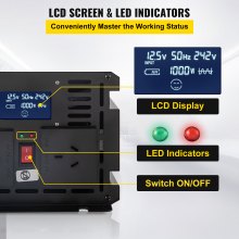 VEVOR Power Inverter Modified Sine Wave Inverter 2000W DC 12V to AC 240V w/LCD