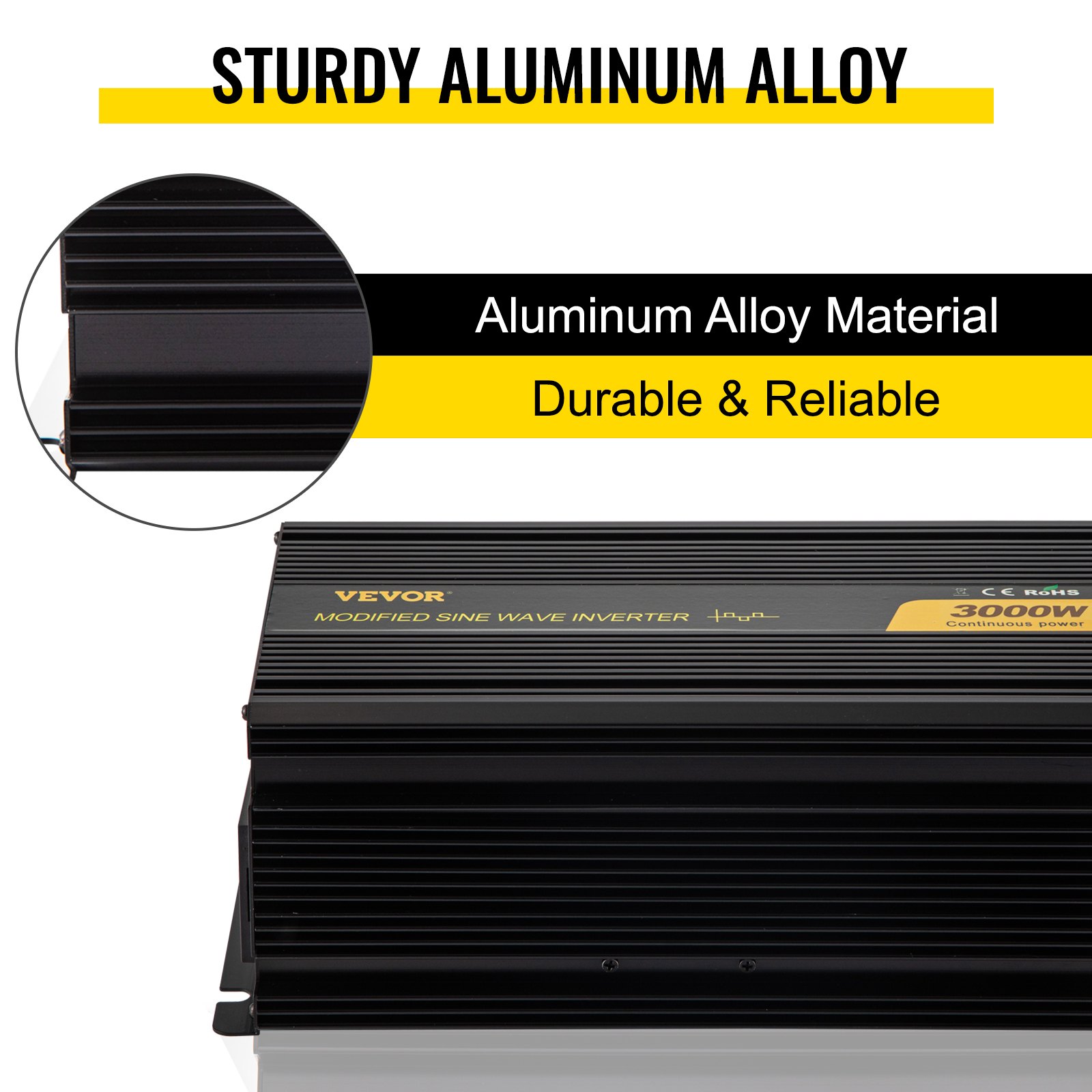 VEVOR Power Inverter 3000W Modified Sine Wave Inverter DC 12V to AC 240V Car Converter with LCD Display Remote Controller LED Indicators AC Outlets Power Inverter for Car RV Truck Boat Travel Camping