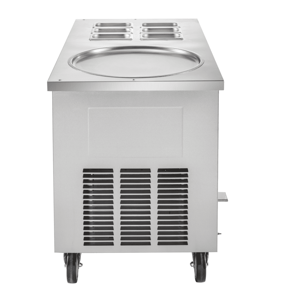 VEVOR Commercial Rolled Ice Cream Machine, Stir-Fried Ice Roll Machine Single Pan, Stainless Steel Ice Cream Roll Maker Refrigerated Cabinet 6 Boxes, Roll Ice Cream Machine for Bar Café Dessert Shop