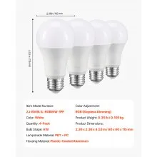 VEVOR Smart Light Bulbs A19 E26 Smart Bulb Works with Alexa & Google 4 Pack