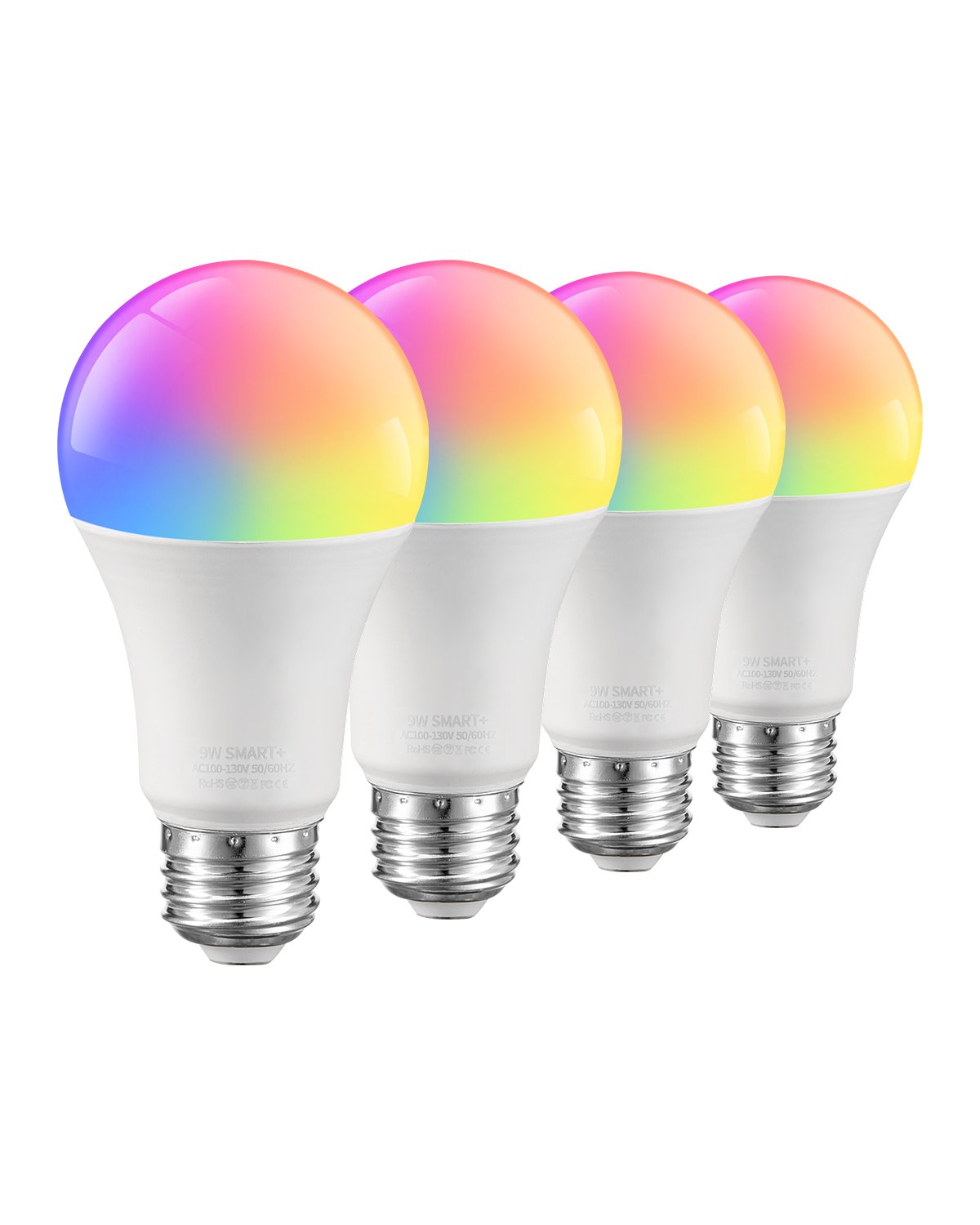 VEVOR Smart Light Bulbs, A19 E26 Smart Bulb That Work with Alexa & Google Assistant, WIFI & Bluetooth LED Light Bulbs with RGB Color Changing, 44 Preset Scenes, Music Sync, No Hub Required, 4 Pack