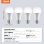 VEVOR Smart Light Bulbs, 4-Pack, 9W Multicolor LED Bulbs, 800 Lumens with Smart Control Compatibility for Vera, Google Assistant, Amazon Alexa, iOS, Android, RGB Color Changing