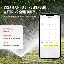 VEVOR WiFi Sprinkler Timer, Single Outlet, Smart Hose Faucet Water Timer with Brass Inlet, APP Control via 2.4Ghz WiFi or Bluetooth, Voice Control with Alexa Google Assistant, IPX6 for Yard Watering