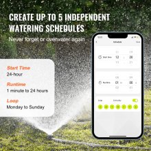 VEVOR WiFi Sprinkler Timer, 2 Outlets, Smart Hose Faucet Water Timer with Brass Inlet, APP Control via 2.4Ghz WiFi or Bluetooth, Voice Control with Alexa and Google Assistant, IPX6 for Yard Watering