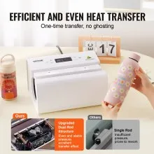 VEVOR Auto Tumbler Heat Press Machine, Mug Heat Press for 11-30oz Sublimation Tumblers, Heat Up Fast and Even, Tumbler Press with Tape and Glove, Temp and Time Setting, for Tumblers, Cups, Mugs, White