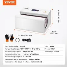 VEVOR Auto Tumbler Heat Press Machine, Mug Heat Press for 11-30oz Sublimation Tumblers, Heat Up Fast and Even, Tumbler Press with Tape and Glove, Temp and Time Setting, for Tumblers, Cups, Mugs, White