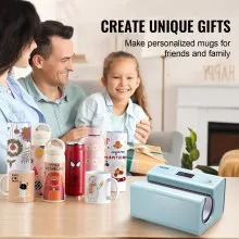 VEVOR Auto Tumbler Heat Press Machine, Mug Heat Press for 11-30oz Sublimation Tumblers, Heat Up Fast and Even, Tumbler Press with Tape and Glove, Temp and Time Setting, for Tumblers, Cups, Mugs, Blue