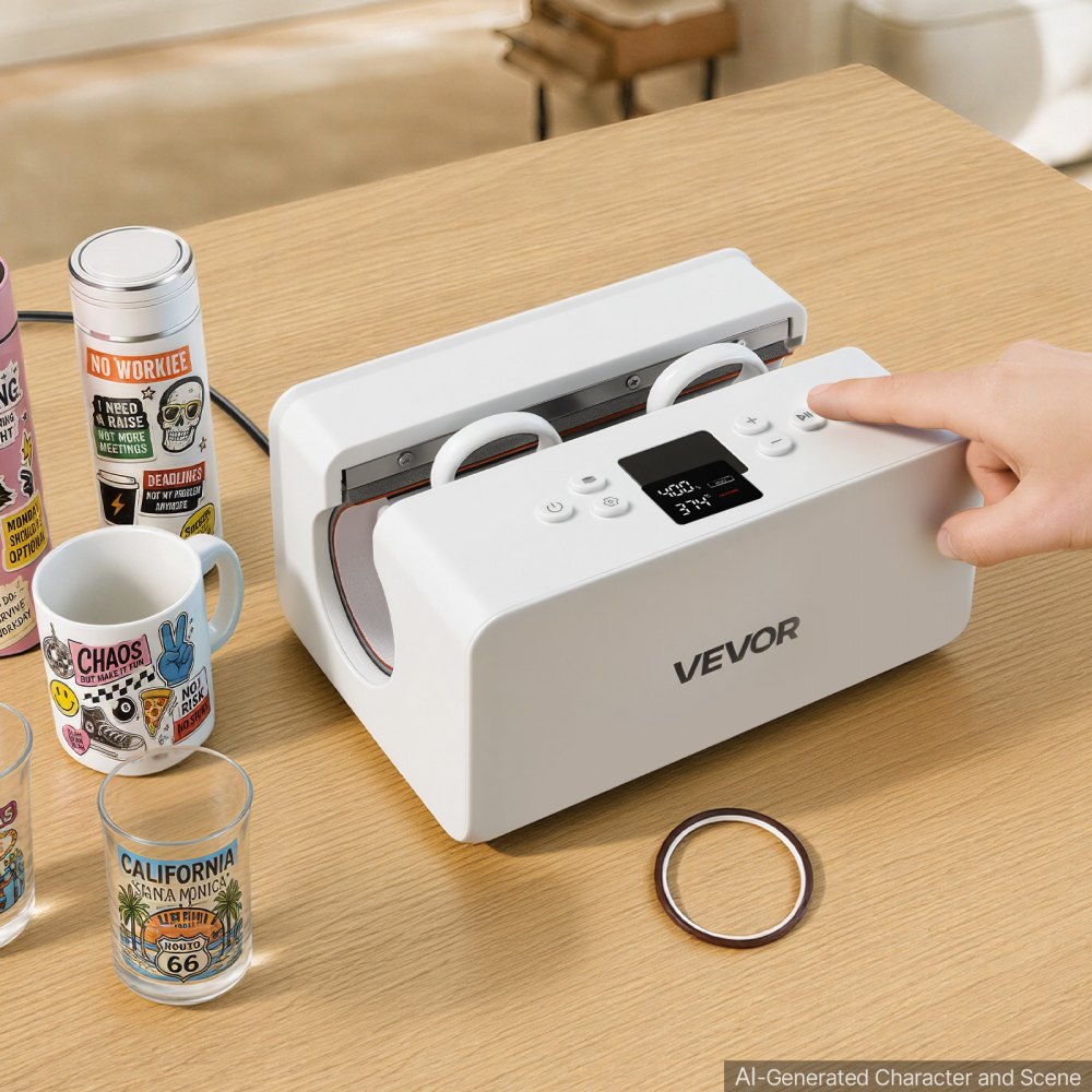 VEVOR Auto Tumbler Heat Press Machine 176 lbs Pressure Mug Heat Press White, for 11/20/30 oz Sublimation Tumblers, Cups, Glasses, Mugs, Fast Even Heating, Temp & Time Setting, 3 Preset Modes, Low-Noise