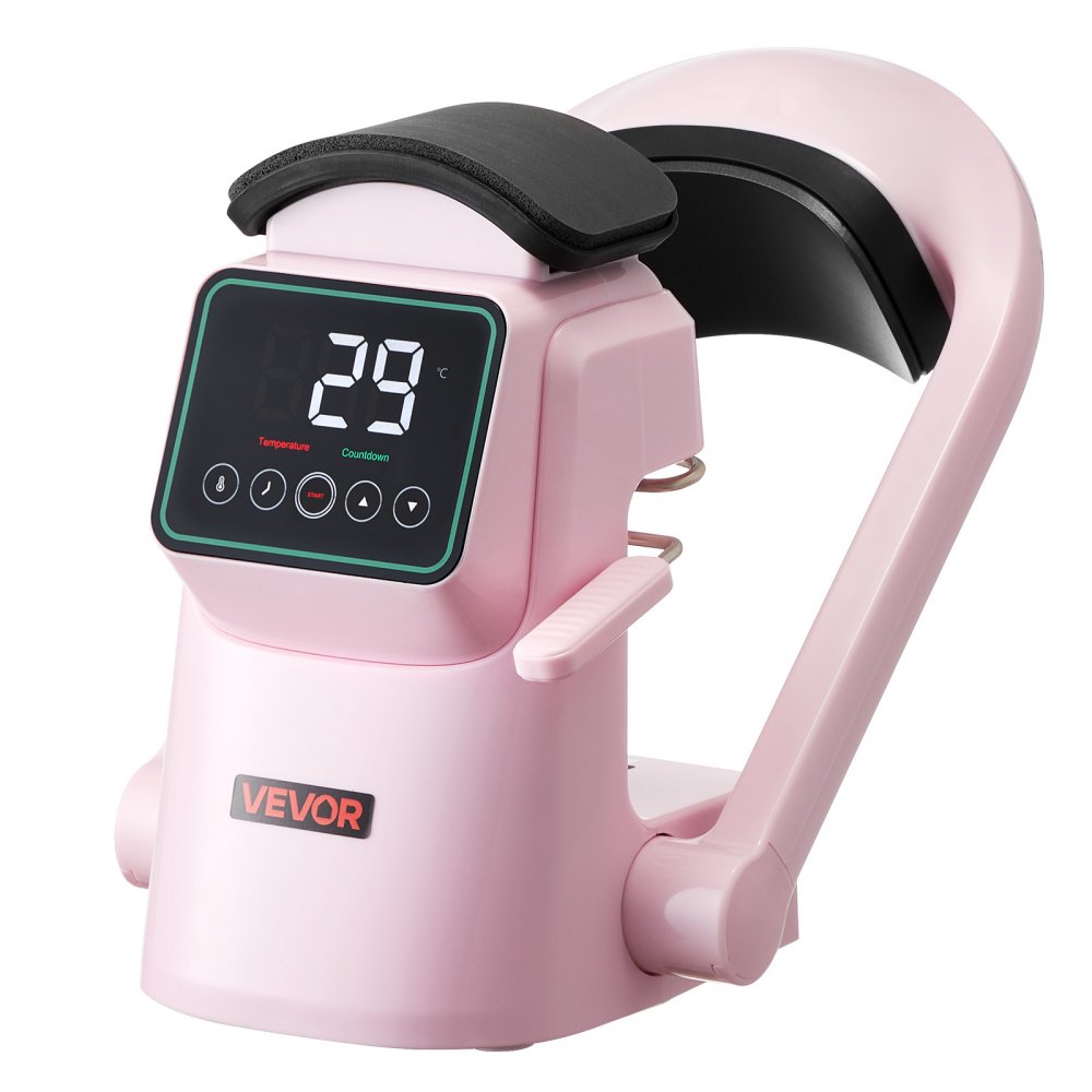 VEVOR Auto Hat Heat Press Machine, with 2pcs Interchangeable Platens, Automatic Open and Release, Touchscreen for Precise Time and Temperature Control, Heat Transfer Printing for Caps, Hats, Pink